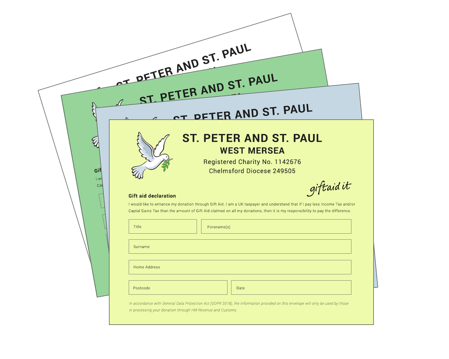 Customisable Gift Aid Envelopes for churches and charities