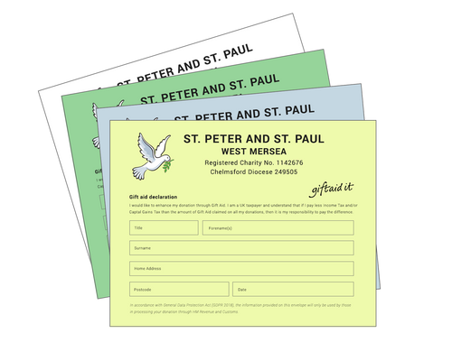 Customisable Gift Aid Envelopes for churches and charities