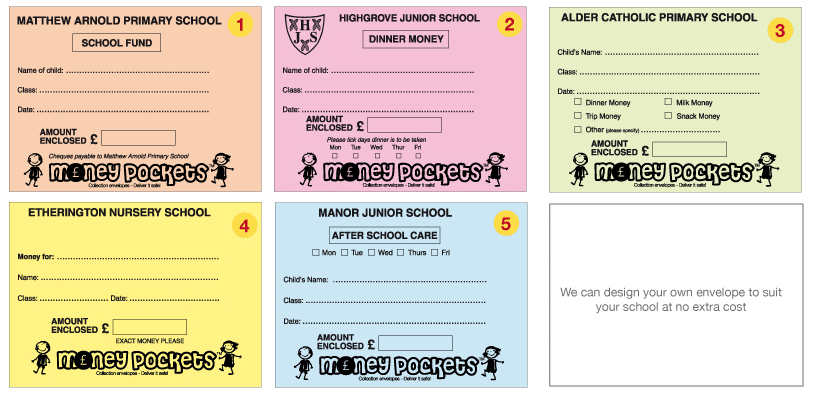 School Money Pocket Envelopes